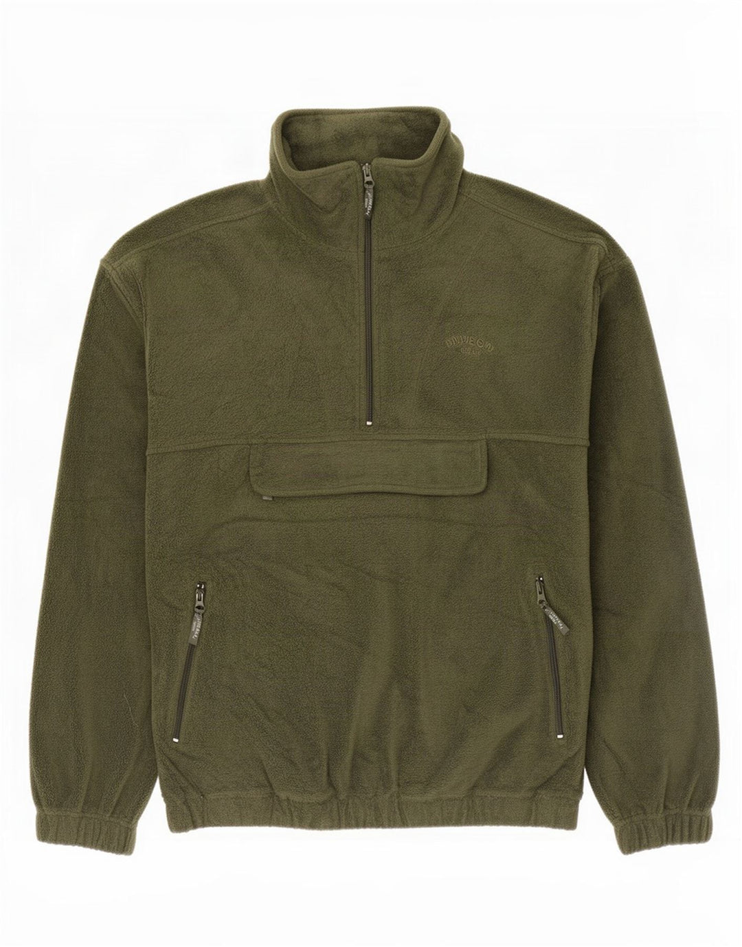 Vintage hombres Anorak Fleece Jumper grande poliéster caqui