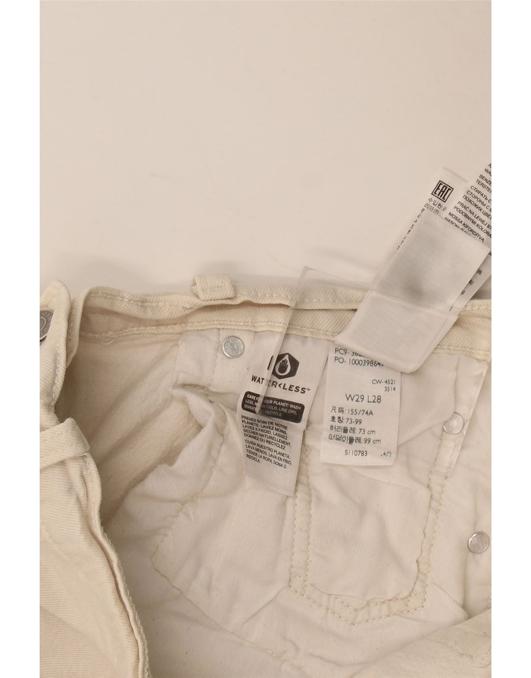 Levi's Vaqueros Rectos 501 Para Mujer W29 L28 Algodón Blanco Roto