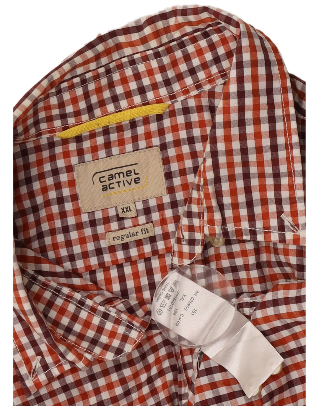 Camel Active - Camisa de manga corta para hombre, ajuste regular, talla 2XL, algodón a cuadros rojo