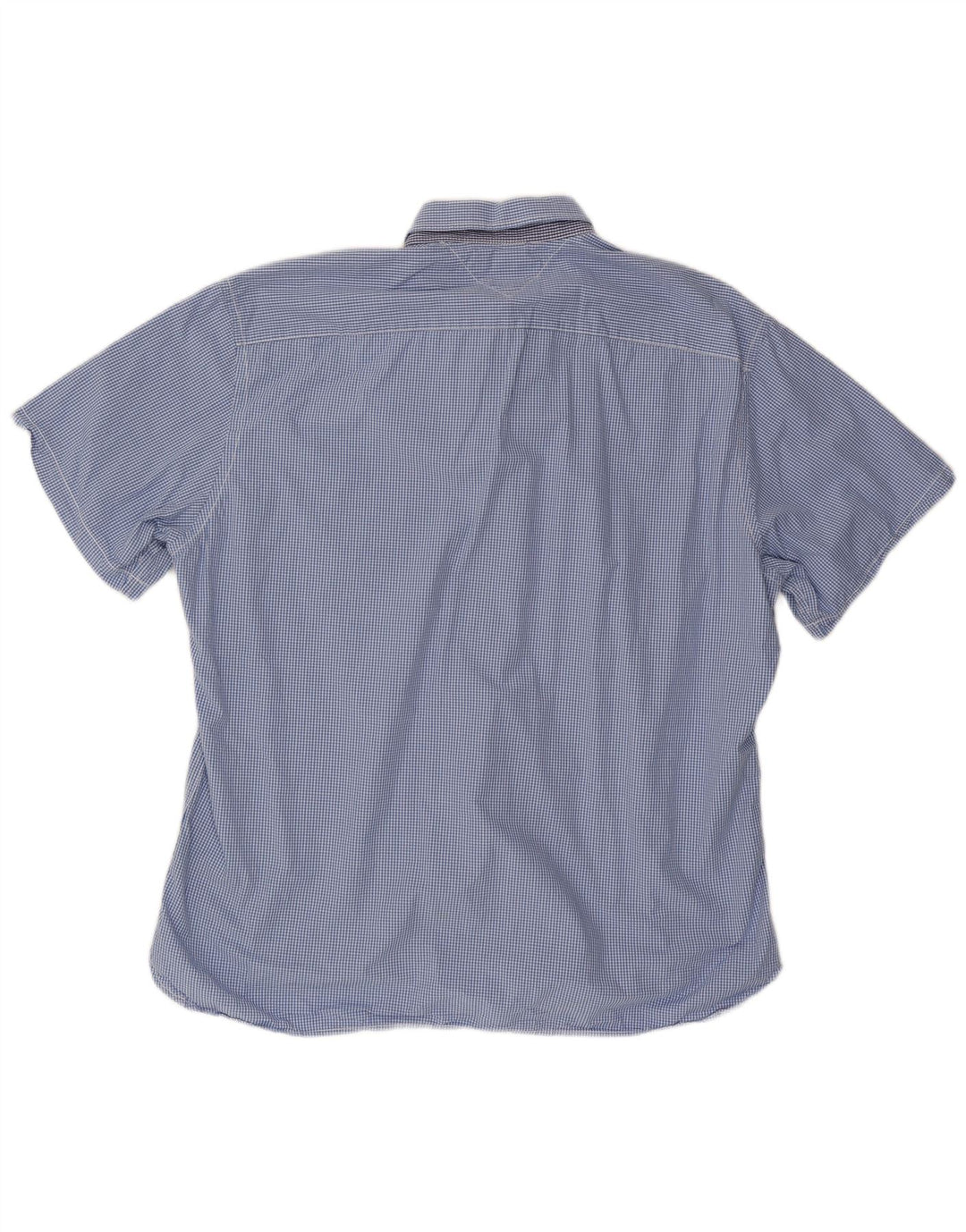 TOMMY HILFIGER Camisa de manga corta con ajuste personalizado para hombre 2XL Algodón a cuadros azul