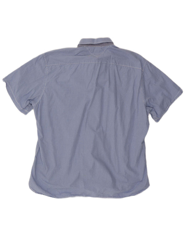 TOMMY HILFIGER Camisa de manga corta con ajuste personalizado para hombre 2XL Algodón a cuadros azul