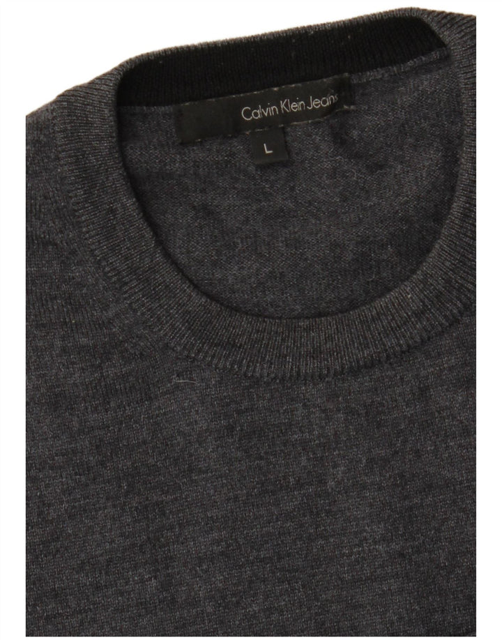 Calvin Klein Jeans - Jersey de cuello redondo para mujer, talla 40, color gris