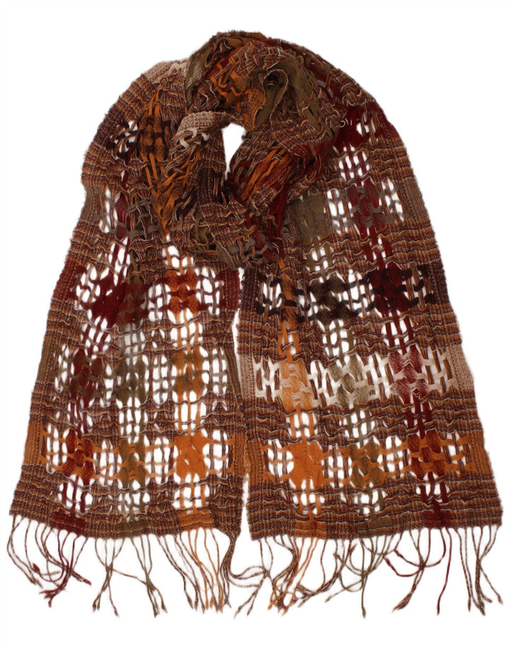 Suantrai Bufanda rectangular para mujer talla única marrón geométrico lana nueva bohemia