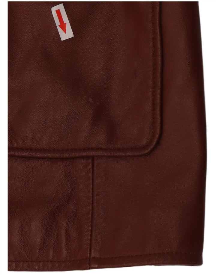 Classics Womens 3 Button Leather Blazer Jacket UK 26 5XL  Brown Leather