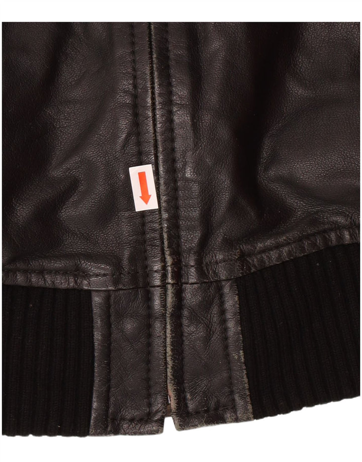 XDYE Chaqueta de cuero para mujer UK 10 Small Black Leather Biker