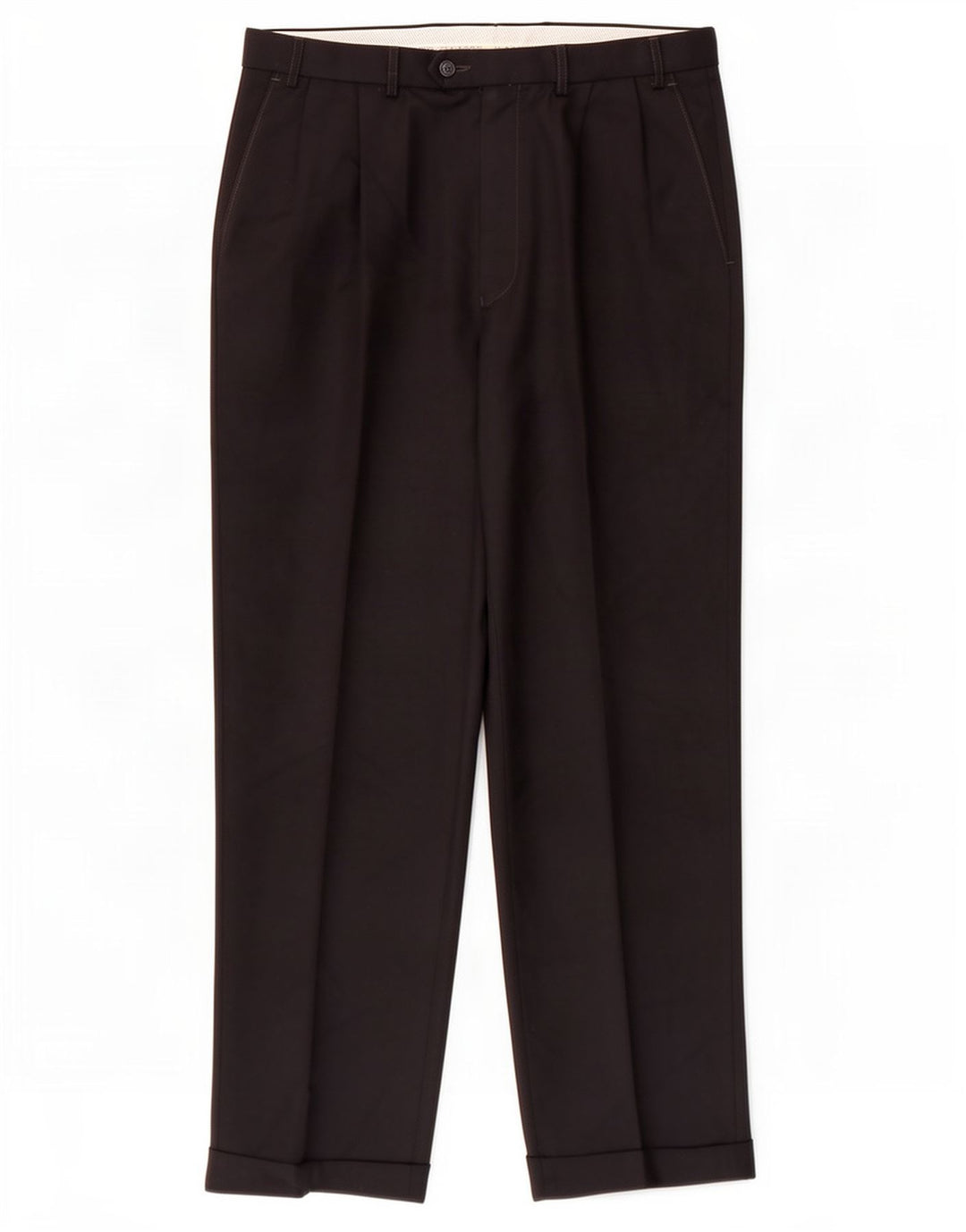 Marks & Spencer Pantalón de traje recto para hombre W36 L31 Poliéster azul marino