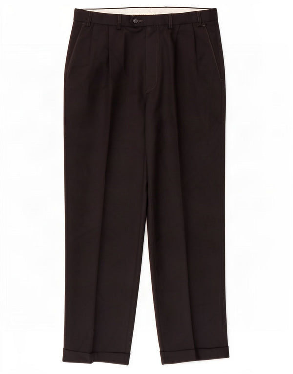 Marks & Spencer Pantalón de traje recto para hombre W36 L31 Poliéster azul marino