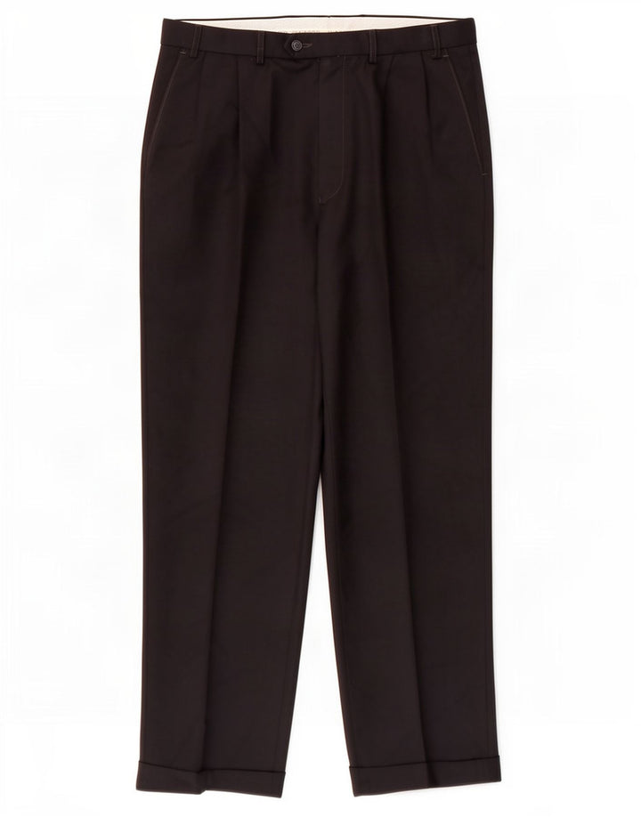 Marks & Spencer Pantalón de traje recto para hombre W36 L31 Poliéster azul marino