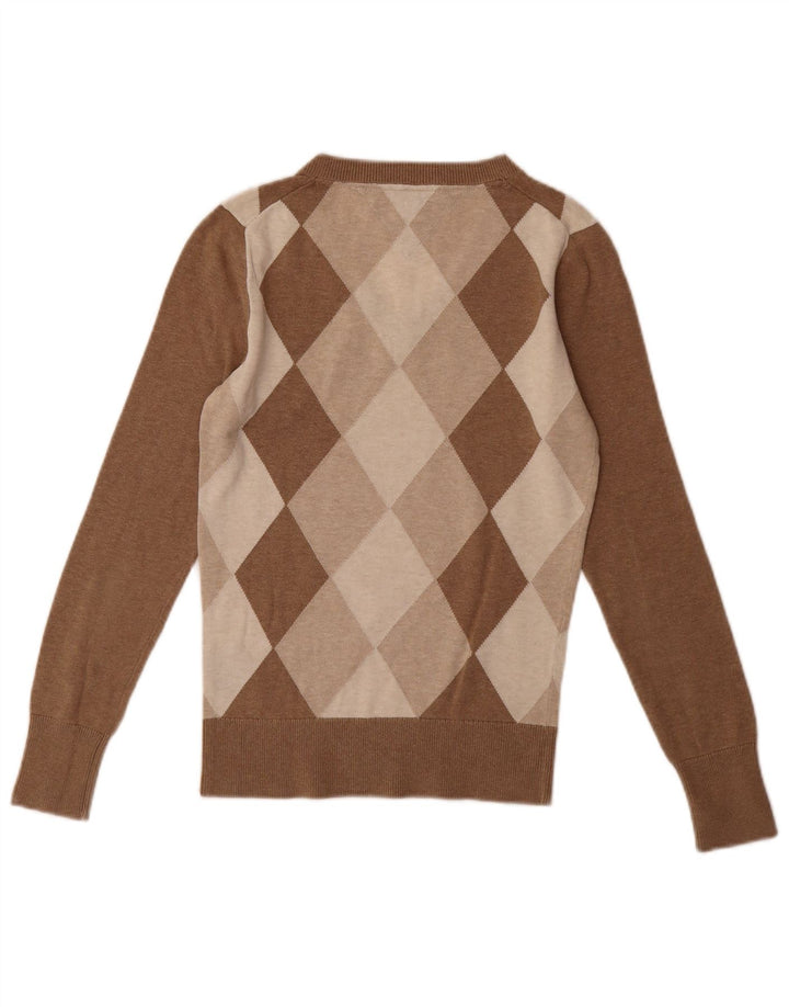TOMMY HILFIGER Suéter tipo jersey con cuello en V para mujer UK 10 Small Brown