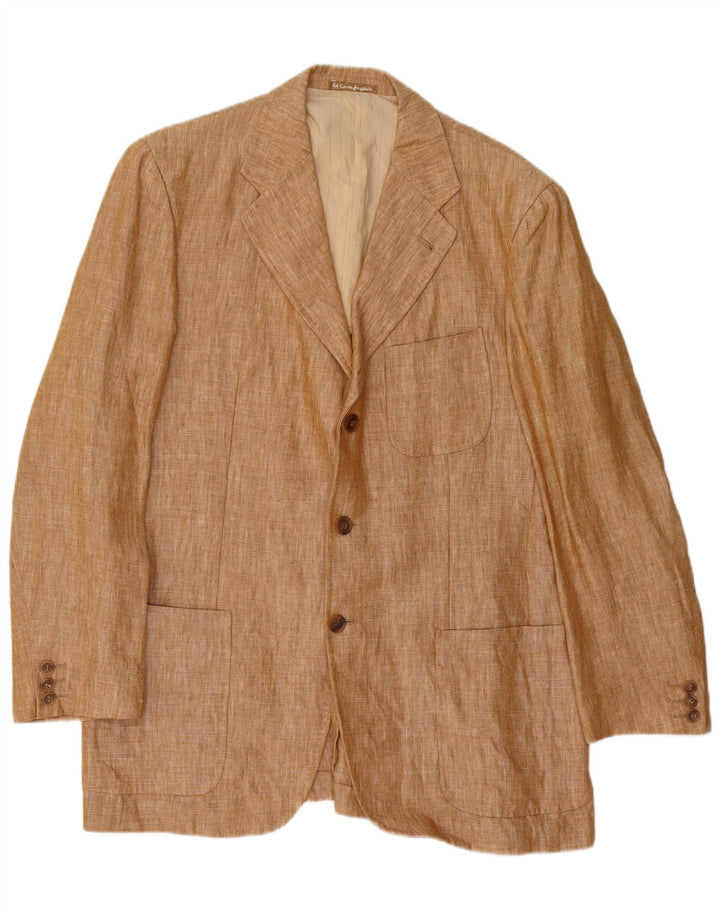 El Corte Inglés Chaqueta tipo blazer de 3 botones para hombre IT 50 Large Brown Linen