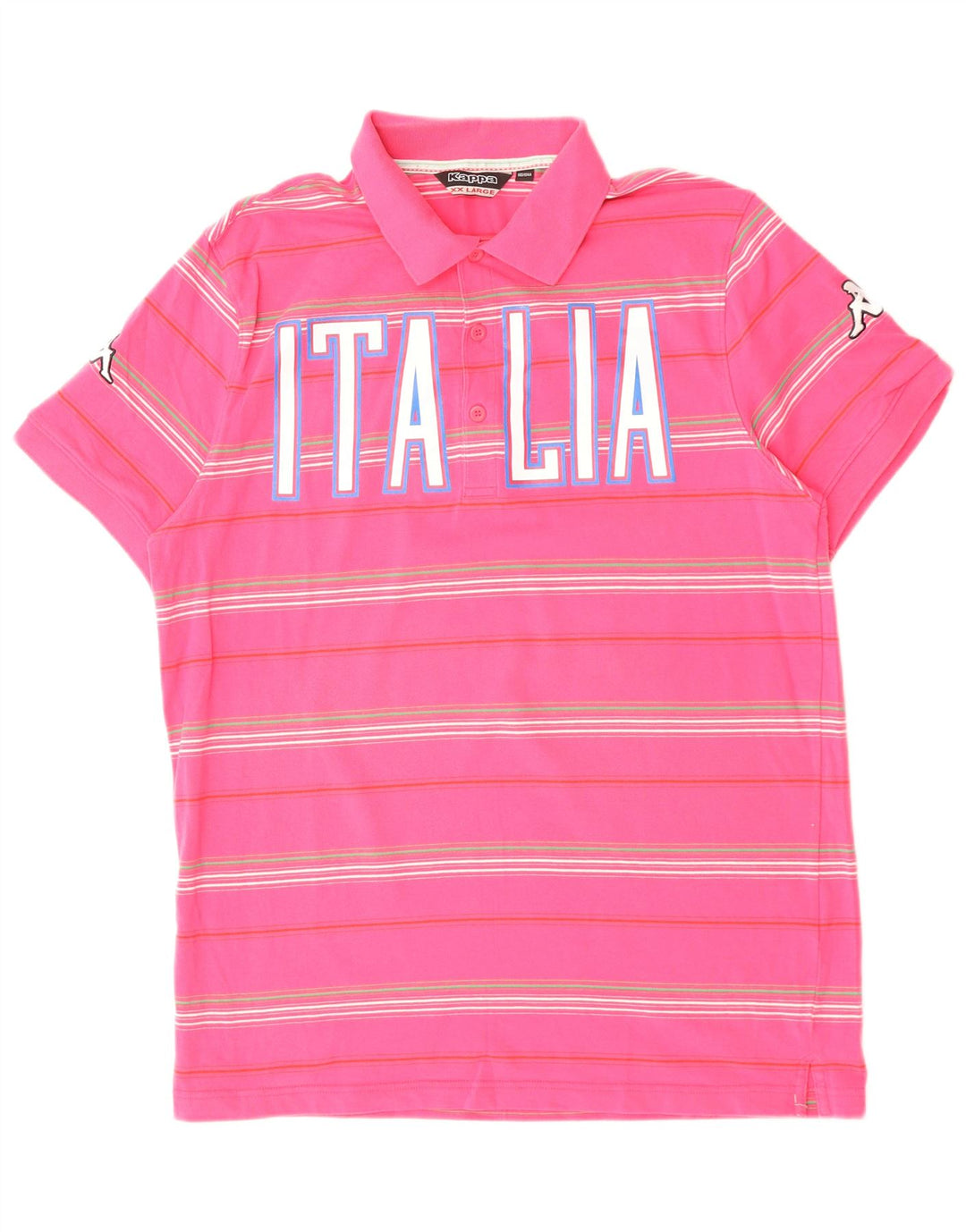 KAPPA Polo gráfico Italia para hombre 2XL Algodón a rayas rosa