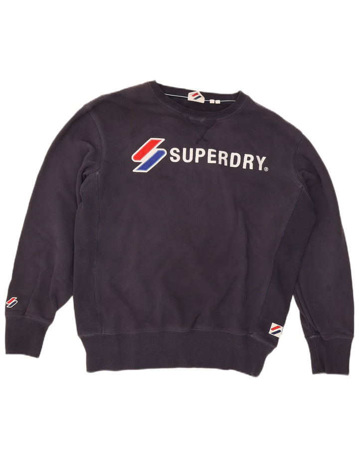Superdry Sudadera con gráfico gráfico para hombre, jersey de algodón azul marino grande
