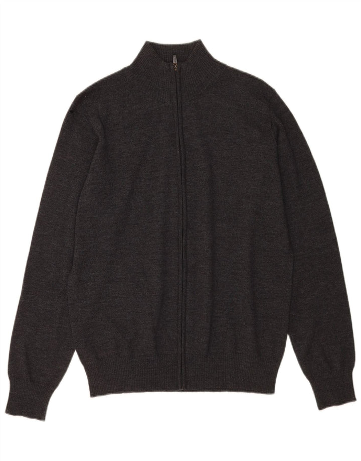 Zara Hombre Jersey Cárdigan Lana Gris Medio
