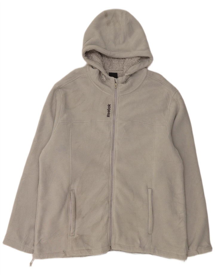 Reebok Chaqueta polar con capucha para hombre UK 42 XL Poliéster gris