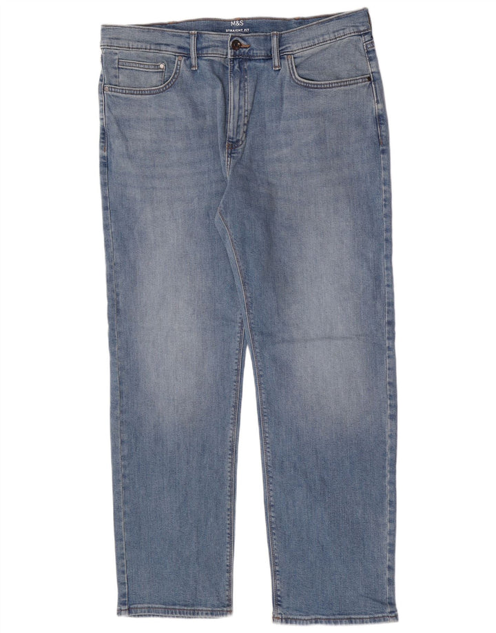 Marks & Spencer Jeans rectos cortos para hombre W36 L29 Algodón azul