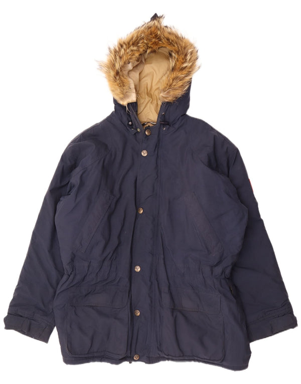 Helly Hansen Chaqueta parka holgada con capucha para hombre UK 40 Large Nylon azul marino