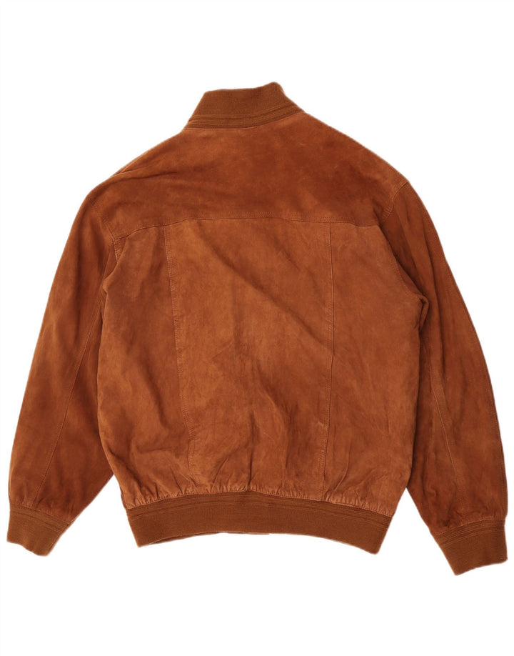 Vintage hombres ante bomber chaqueta EU 52 XL cuero marrón