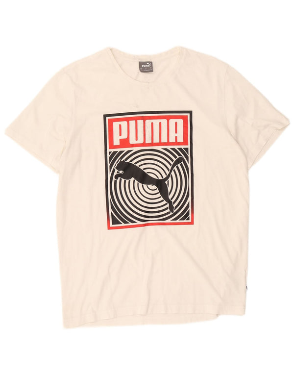 Puma - Camiseta gráfica para hombre, talla grande, algodón blanco
