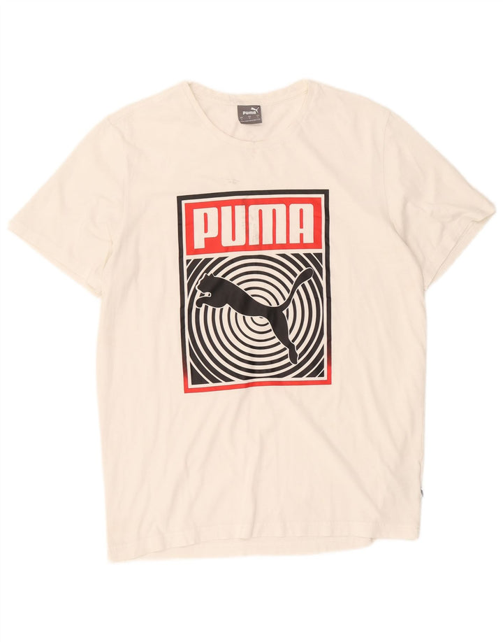 Puma - Camiseta gráfica para hombre, talla grande, algodón blanco