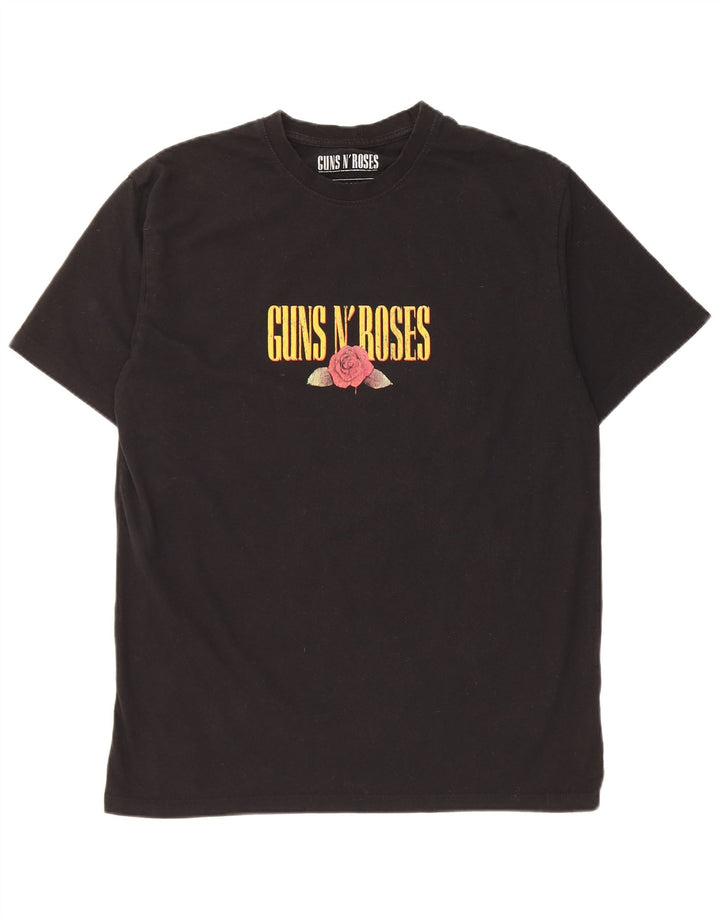 Pull & Bear - Camiseta gráfica para hombre, parte superior mediana, poliéster negro