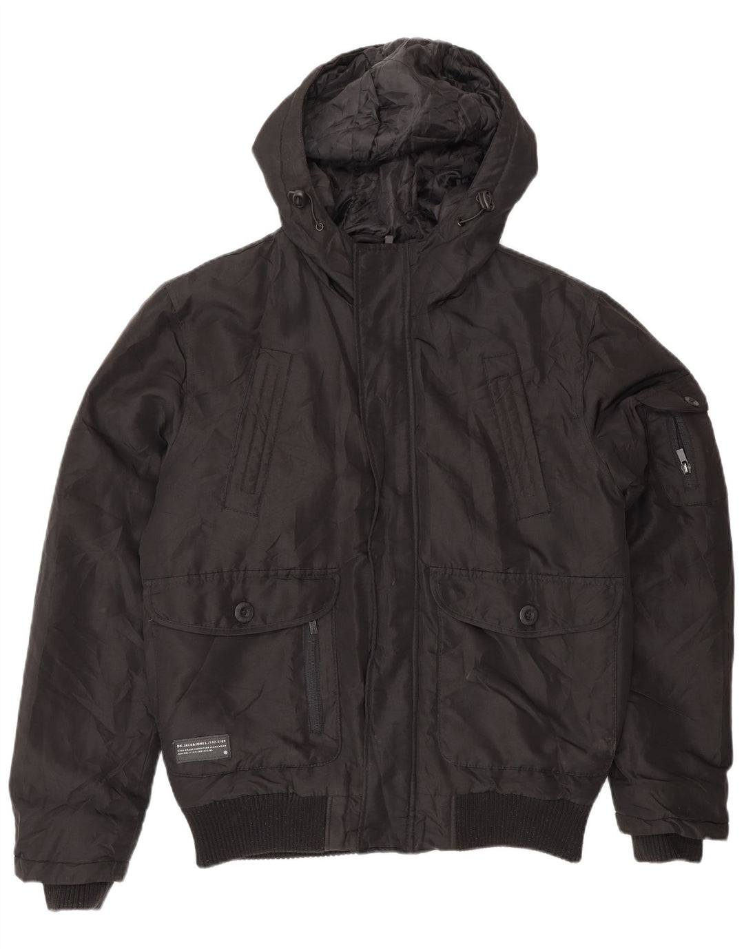 Jack & Jones Chaqueta bomber con capucha para hombre UK 36 Small Poliamida negra