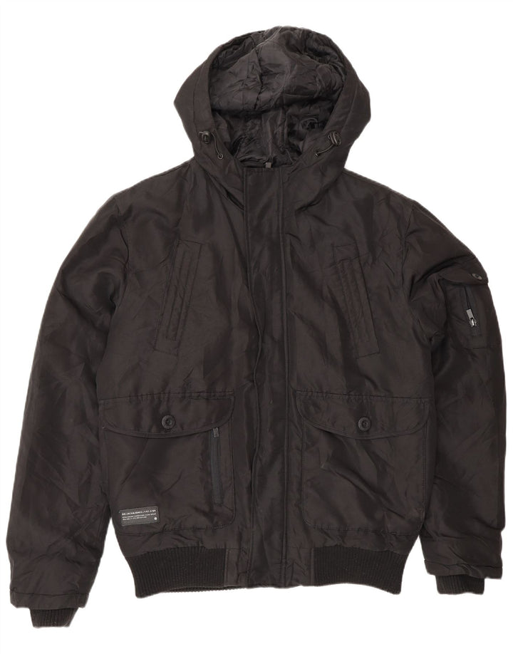 Jack & Jones Chaqueta bomber con capucha para hombre UK 36 Small Poliamida negra