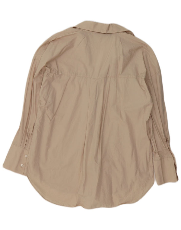 Zara Mujer Blusa Camisera Extragrande UK 10 Small Beige