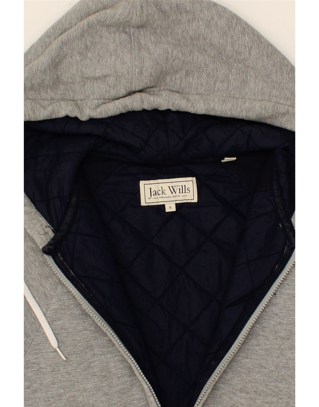 JACK WILLS Mens Hooded Bomber Jacket UK 36 Small Grey Cotton Vintage Jack Wills and Second-Hand Jack Wills from Messina Hembry 