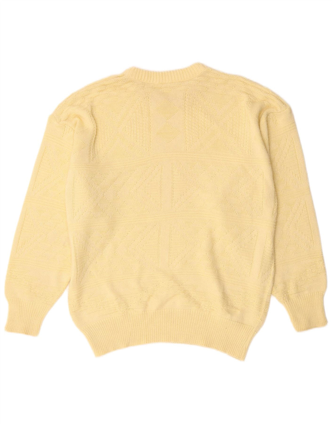 Vintage hombres barco cuello jumper suéter grande amarillo
