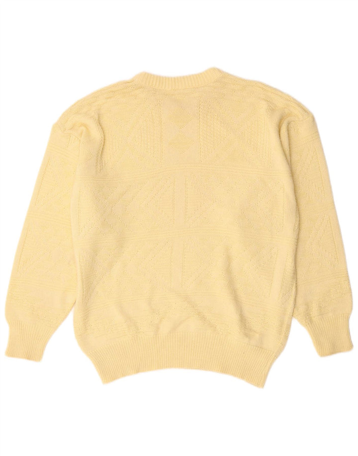 Vintage hombres barco cuello jumper suéter grande amarillo