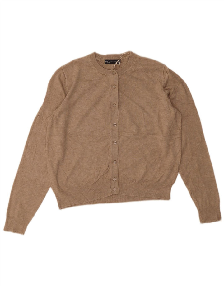 Marks & Spencer Suéter tipo cárdigan corto para mujer UK 44 Viscosa beige mediana