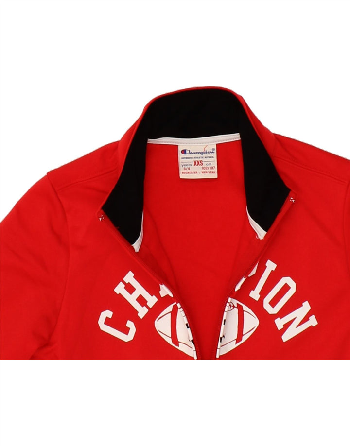CHAMPION Boys Graphic Tracksuit Top Jacket 3-4 Years 2XS Red Vintage Champion and Second-Hand Champion from Messina Hembry 