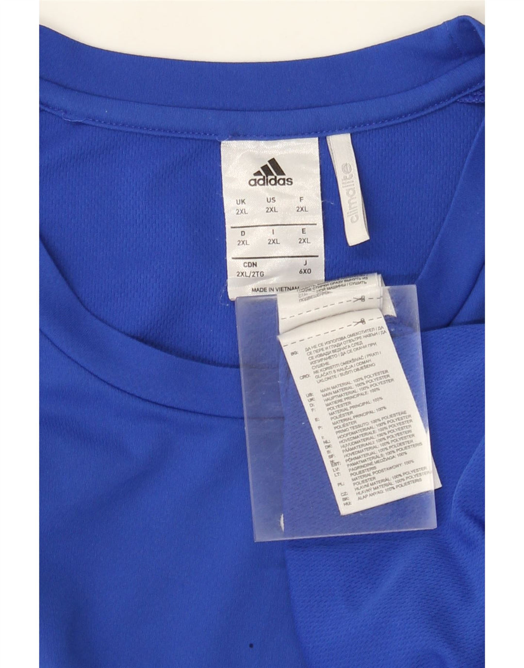 Adidas Mens Climalite Camiseta Top 2XL Azul Colorblock Poliéster