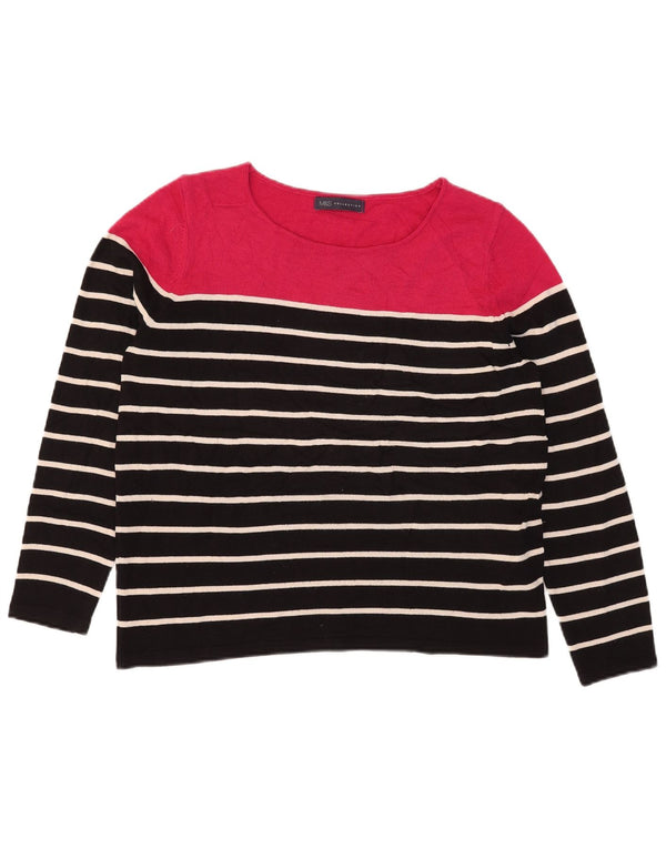 Marks & Spencer Jersey con Cuello Barco para Mujer UK 46 Grande Rayas Negras