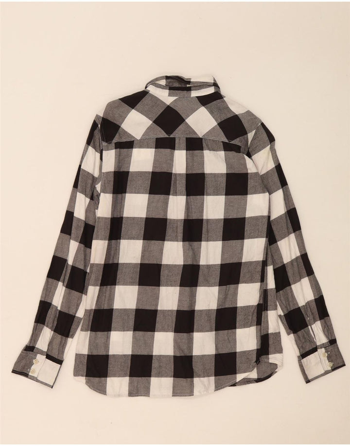 Eddie Bauer Camisa para mujer UK 10 Small Grey Gingham Cotton