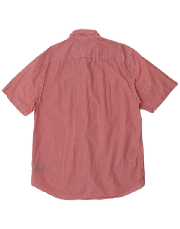 Camisa Tommy Hilfiger Hombre Manga Corta Regular Fit XL Algodón Rayas Rojas
