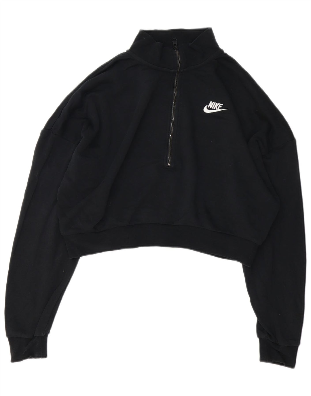 Nike - Sudadera extragrande con cuello y cremallera para mujer, talla M, color negro