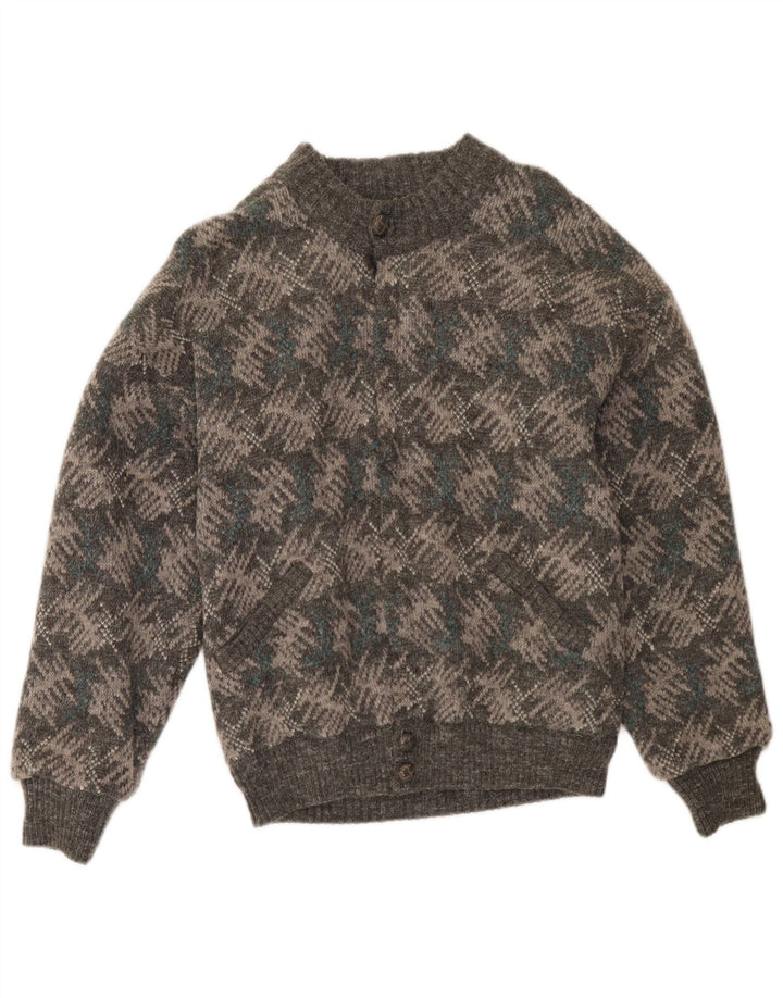 Vintage hombres Cardigan suéter IT 48 gris medio geométrico