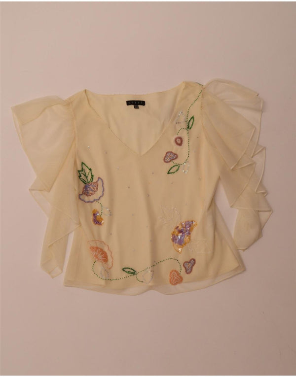 COAST Blusa transparente para mujer Top UK 46 Poliéster amarillo grande