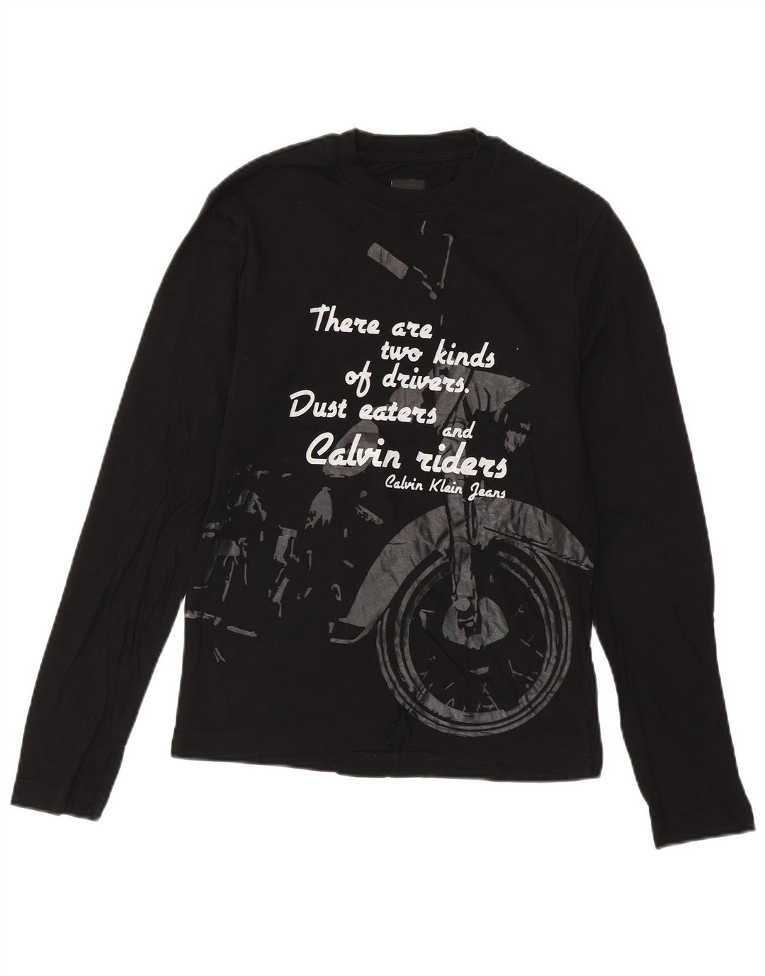 CALVIN KLEIN JEANS Top gráfico para hombre manga larga pequeño algodón negro