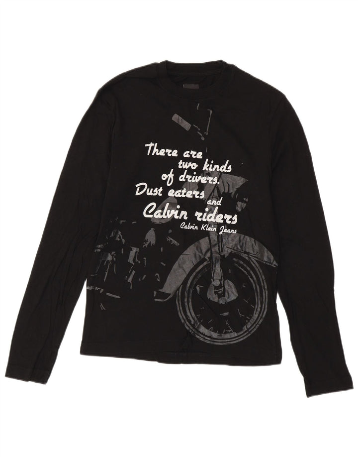 CALVIN KLEIN JEANS Top gráfico para hombre manga larga pequeño algodón negro