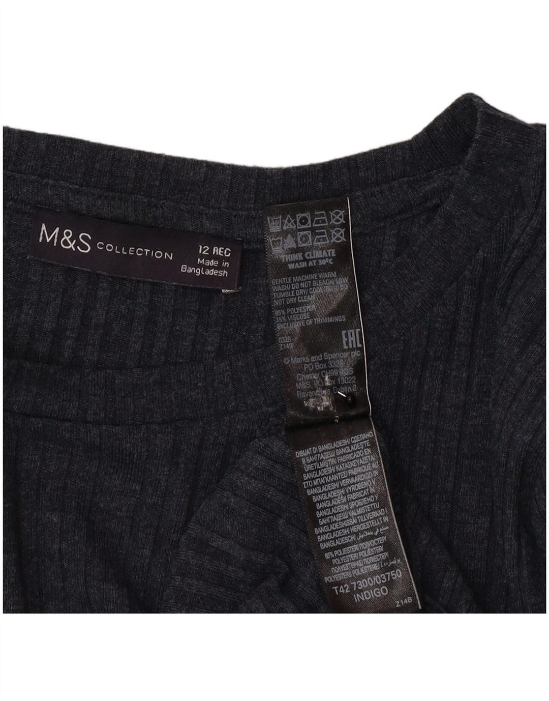 Marks & Spencer Vestido tipo jersey para mujer UK 40 Mediano Azul marino Poliéster
