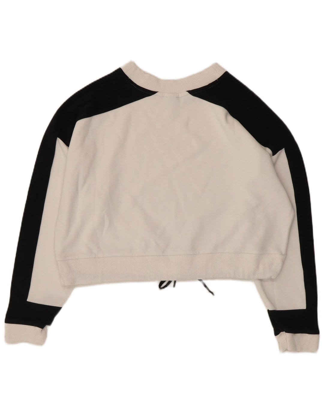 Puma Mujer Crop Graphic Sudadera Jumper UK 14 Medium White Colourblock