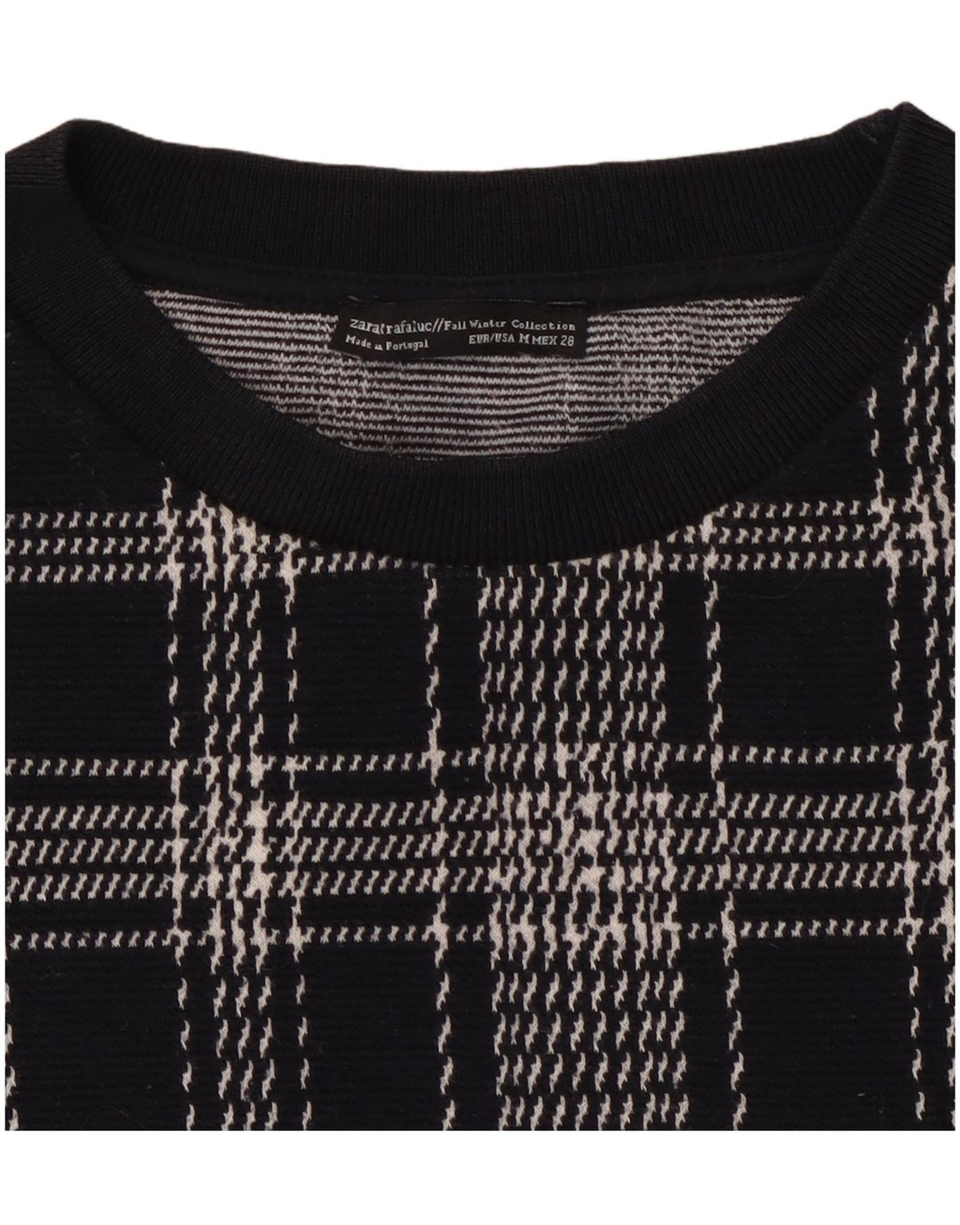 ZARA Mujer Sudadera Jumper UK 44 Medium Azul Marino Cuadros