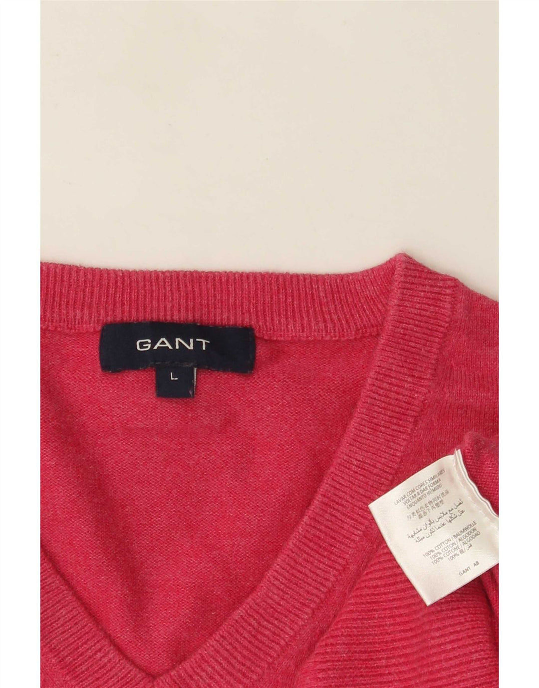 Gant Jersey con cuello en V para hombre, talla grande, algodón rosa