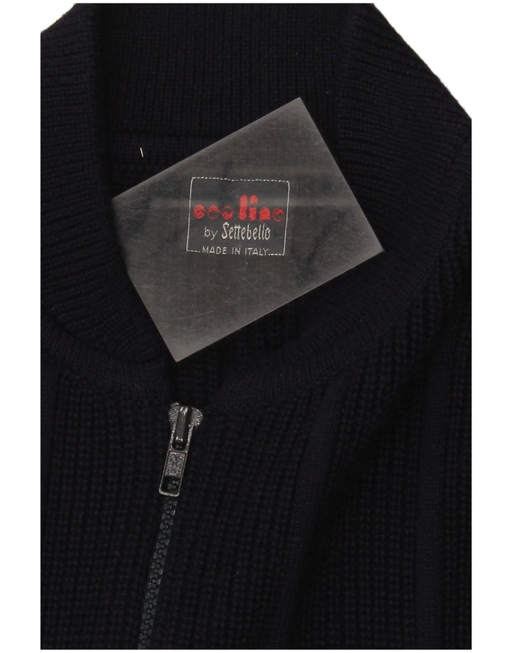 Settebello Cárdigan para hombre suéter grande de lana azul marino