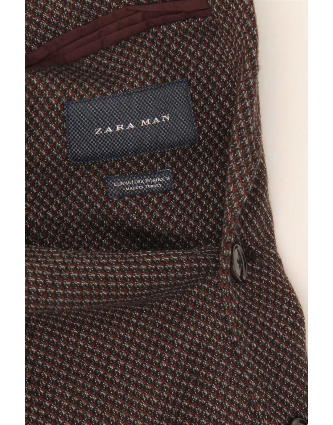 Zara Chaqueta tipo blazer de 2 botones para hombre EU 46 Small Marrón Algodón