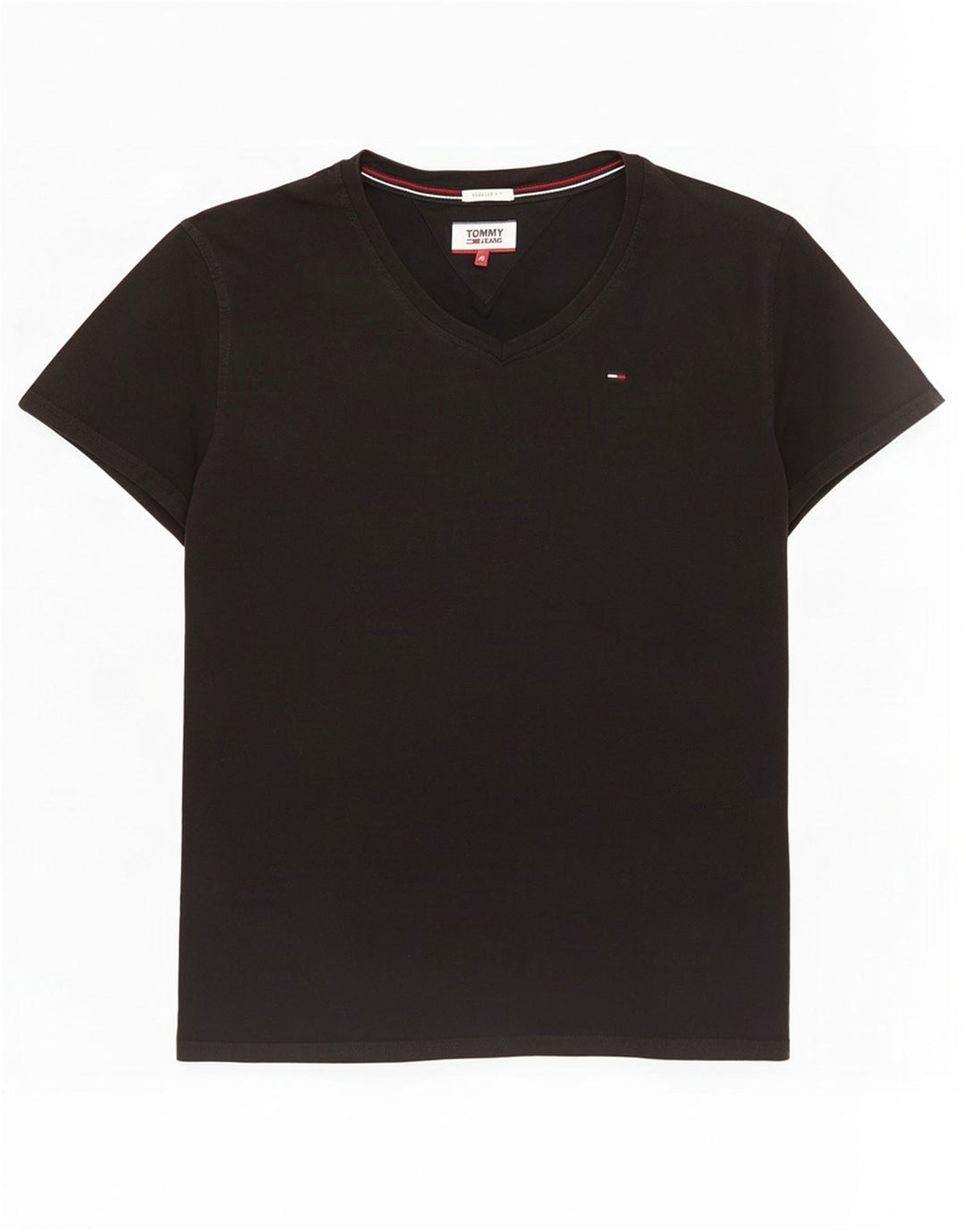 Tommy Hilfiger Camiseta Regular Fit para Hombre Top Mediano Negro