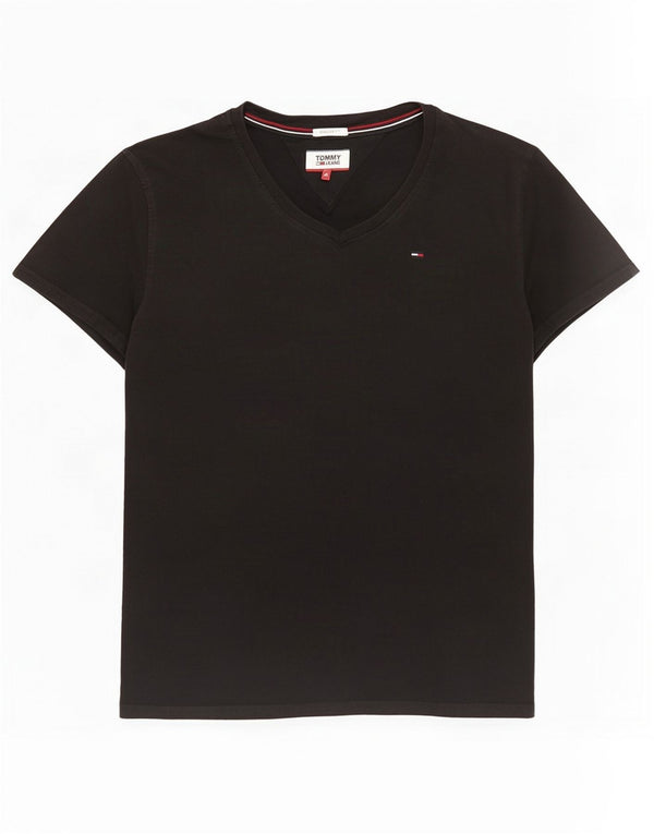 Tommy Hilfiger Camiseta Regular Fit para Hombre Top Mediano Negro