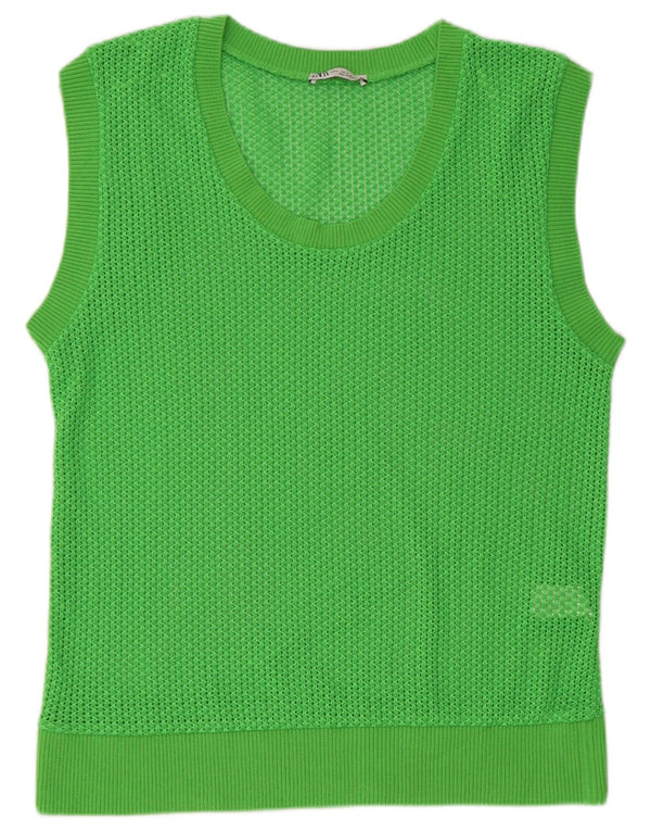 Zara Mujer Chaleco Tank Top UK 40 Algodón Verde Medio